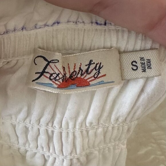 Faherty Strapless White Smocked Cover Up Dress - Size: Small - Picture 4 of 7